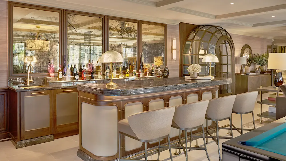 Display of glass-front cabinets