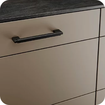 Matte black kitchen handle finish